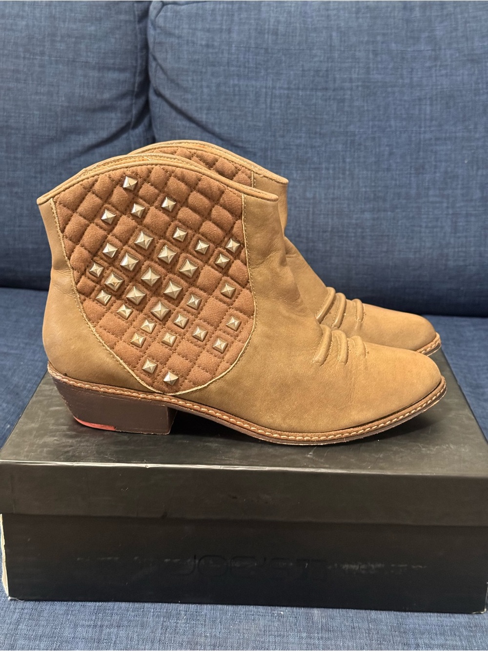 Joe's Jeans Tan Suede Studded Ankle Booties